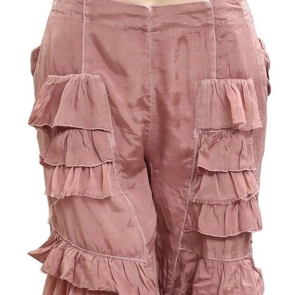 Free People Ruffled Mauve Wide Leg Pants - Picture 7 of 11